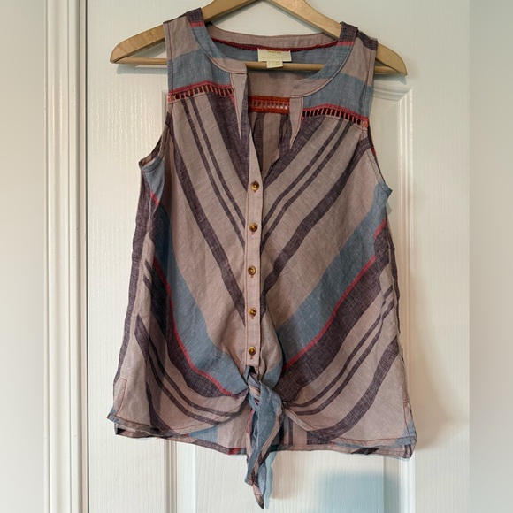 Maeve by Anthropologie Linen Yarn-Dyed Sleeveless Top - Picture 7 of 13